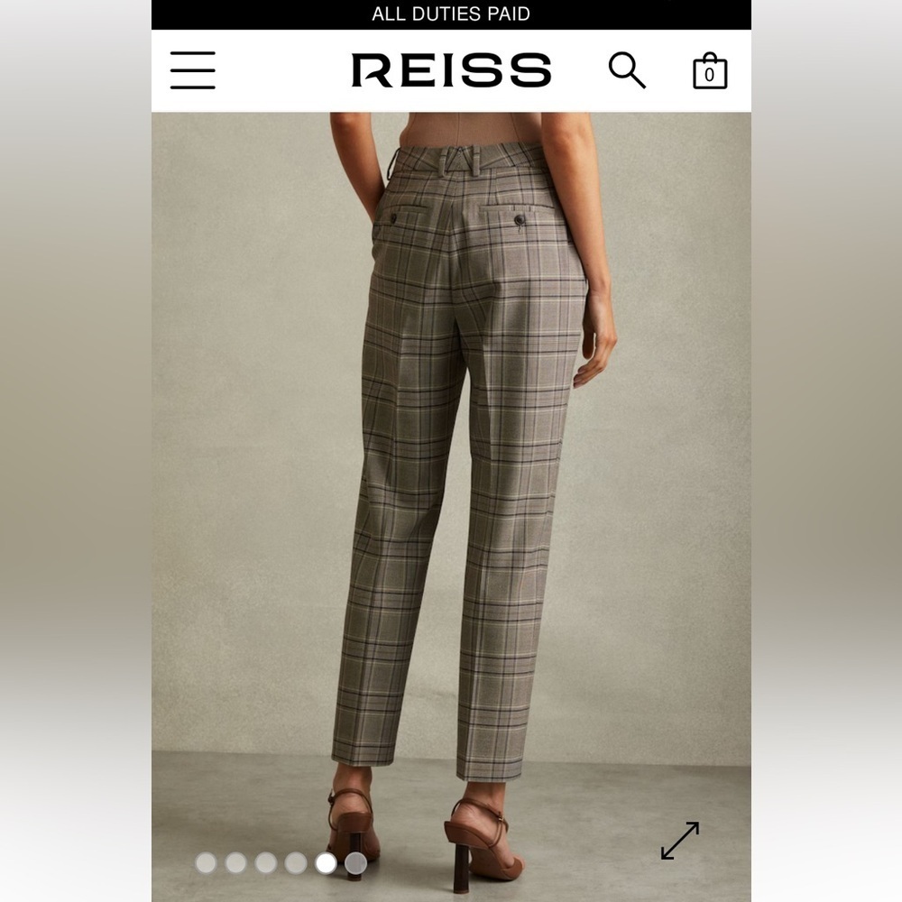 Reiss Plaid Trousers, Ankle length Size 4, office  corporate chic, Grey & Black - Picture 5 of 16